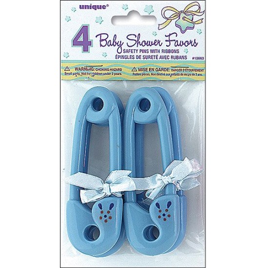 Blue Safety Pin Baby Shower Favors 
